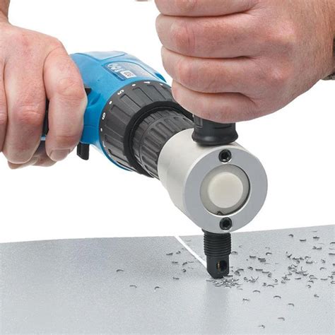 sheet metal cutter drill attachment|cutting stainless steel drill attachment.